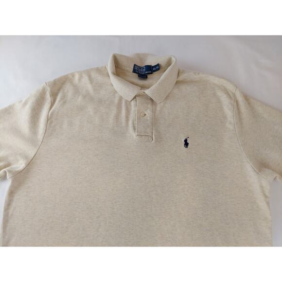 Vintage Polo Ralph Lauren Men's Heather Beige Short Sleeve Polo Preppy Shirt XL - Picture 2 of 10